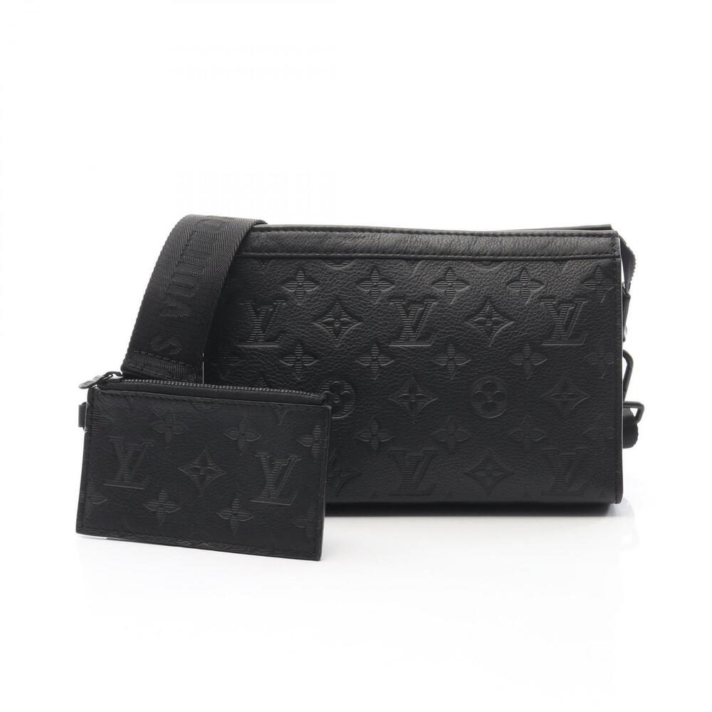 Louis Vuitton Gaston Wearable Wallet Shoulder Bag Leather Monogram Shadow Black